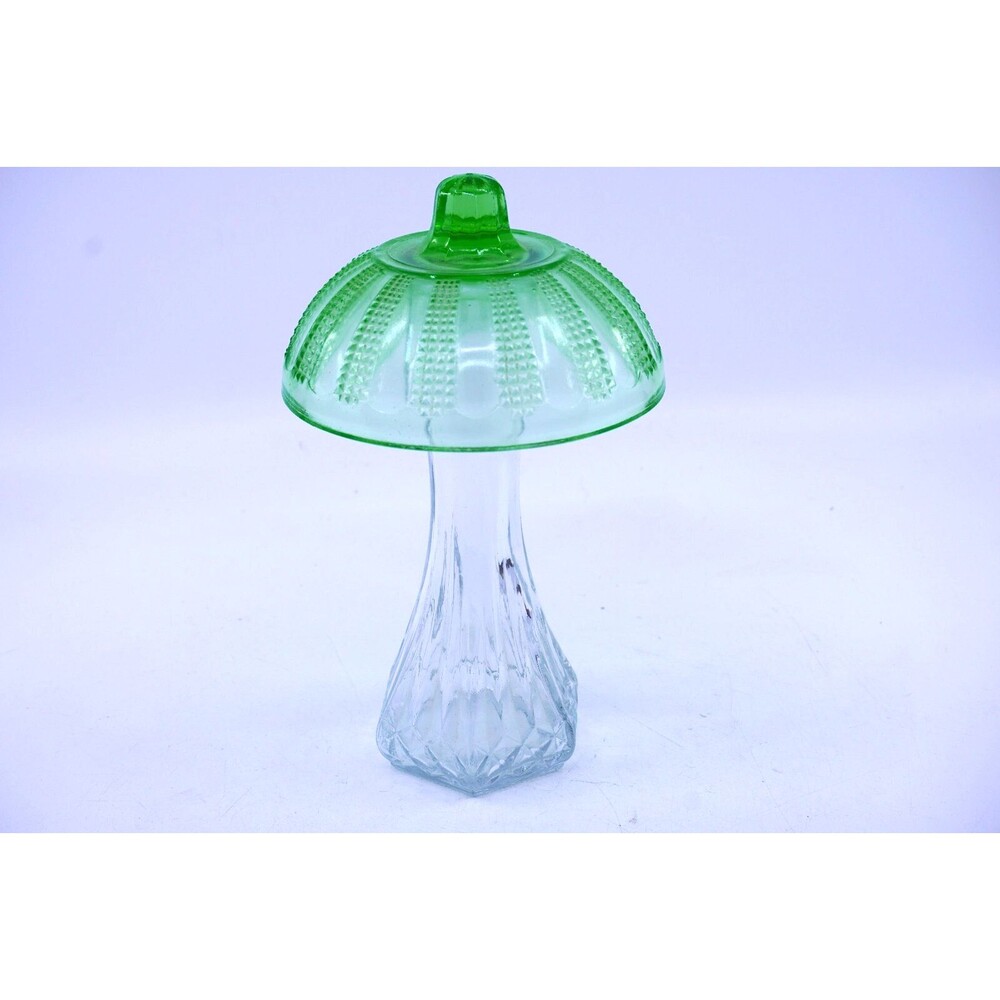 Vintage Hoosier Glass 8 Inch MCM Green Mushroom Paperweight 4063-C